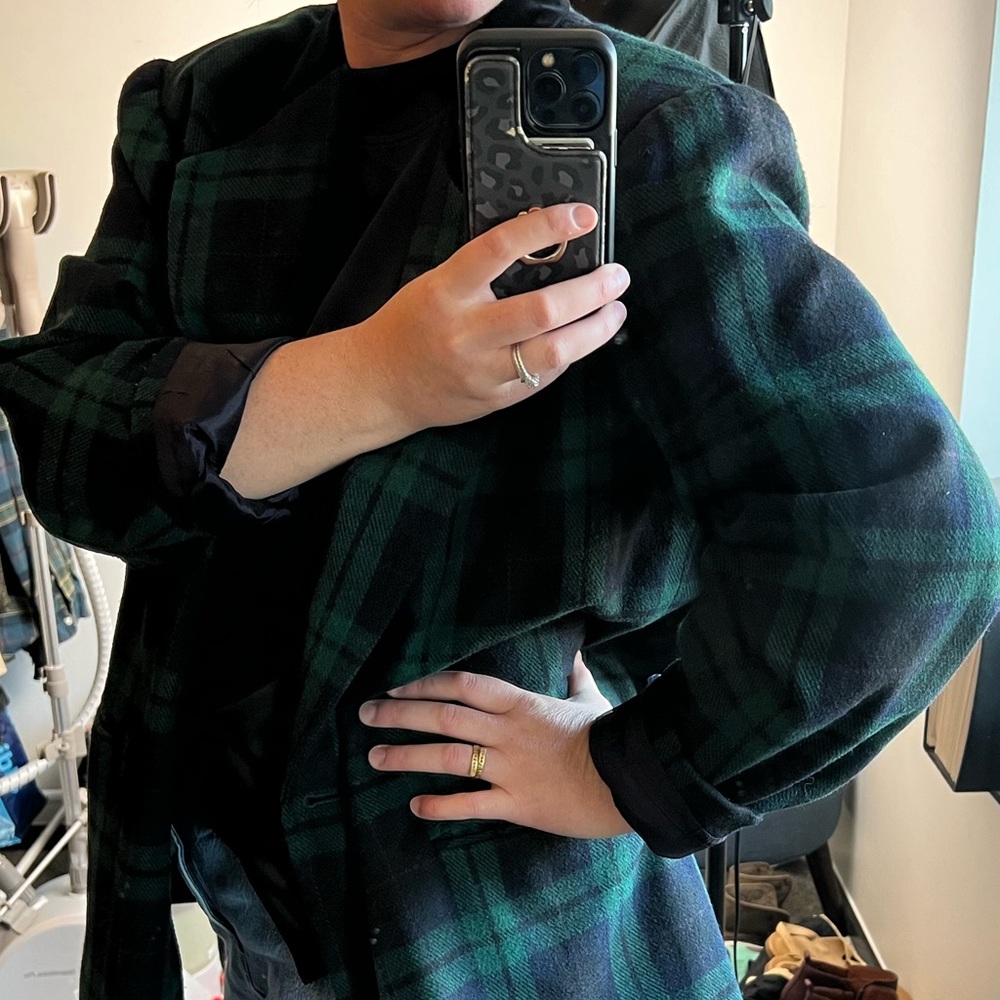 Vintage Sag Harbor Christmas Tartan Plaid Blazer with Black Velvet Collar Woman - Picture 3 of 10